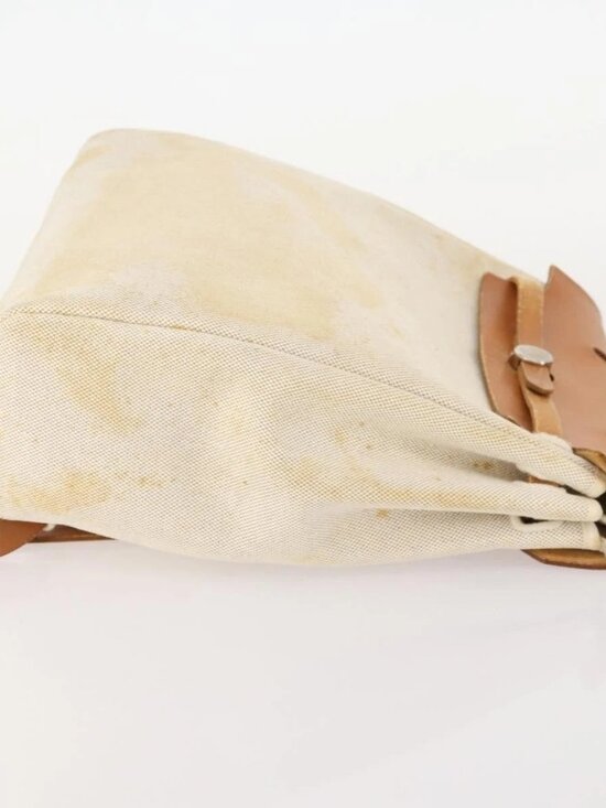 HERMES Herbag Ad PM Backpack Canvas Leather 2way Beige Silver Auth 172481 main image 14